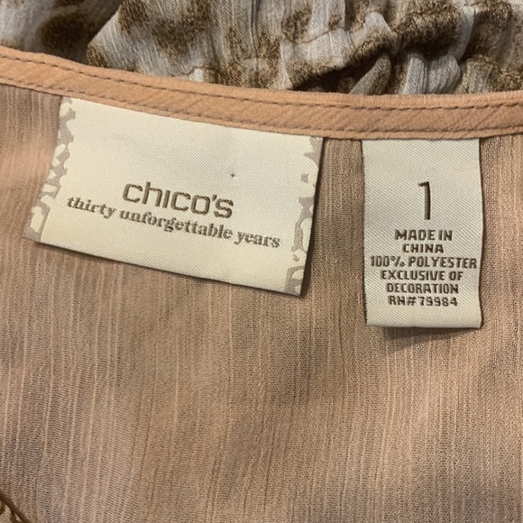 CHICO’S ANIMAL PRINT PEPLUM EMBROIDERED SEQUIN BLOUSE TOP GU SZ 1 VERSATILE - Picture 10 of 11